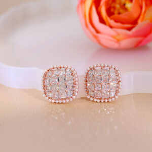 Pearl Grid Rosegold Studs