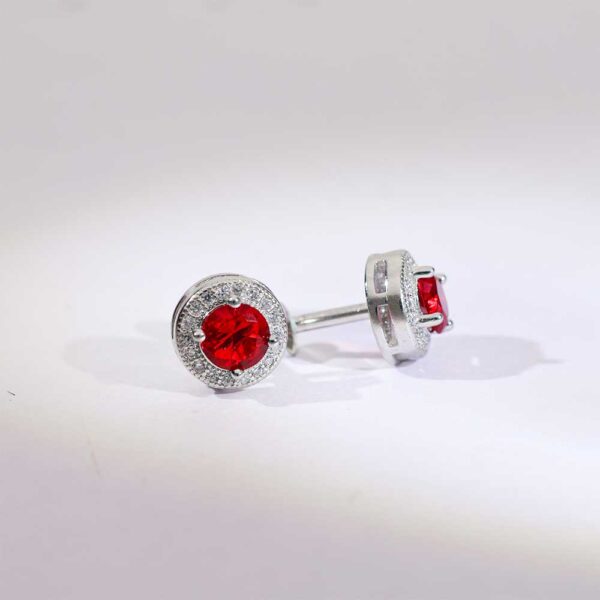 Red Ruby  Diamond Earrings