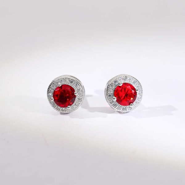 Red Ruby  Diamond Earrings - Image 3
