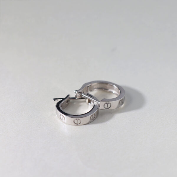 Screw Lock Silver Hoops - Image 4