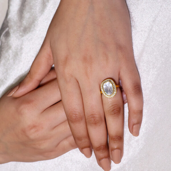 Nayra Mirror Kundan Ring