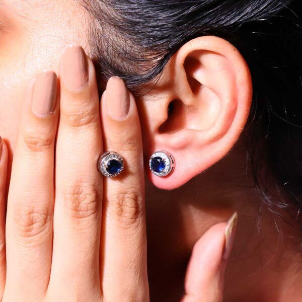 Celestial Blue Diamond Earrings - Image 4