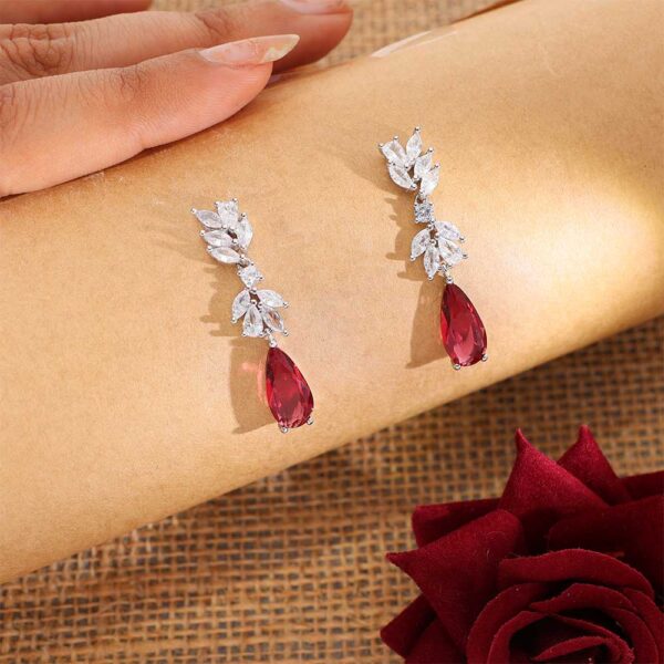 Rosé Leaf Hanging Earrings - Image 5
