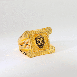 Gold Lion Logo Gents Ring