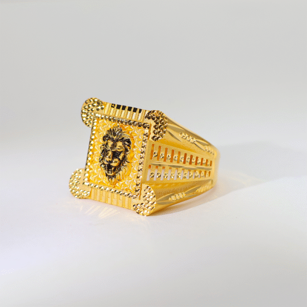 Gold Lion Logo Gents Ring - Image 5
