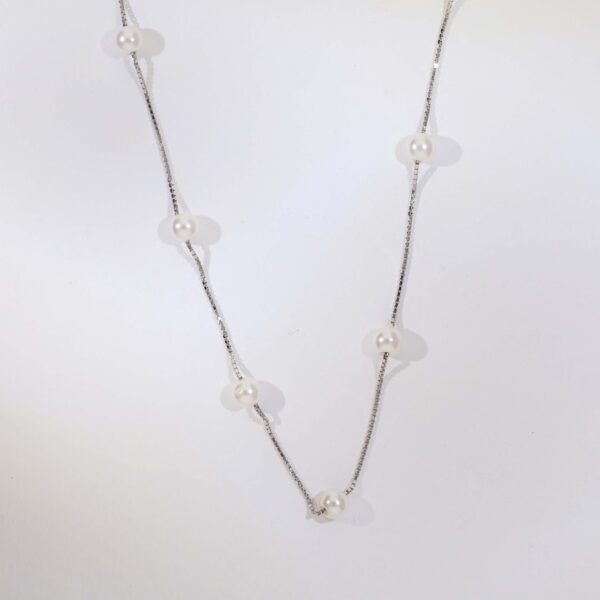 SnowSilk Pearl Silver Necklace - Image 2