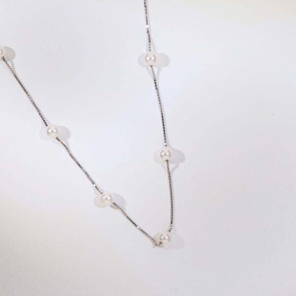SnowSilk Pearl Silver Necklace - Image 3
