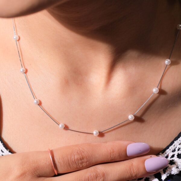 SnowSilk Pearl Silver Necklace - Image 7