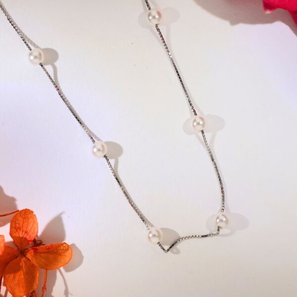 SnowSilk Pearl Silver Necklace - Image 6