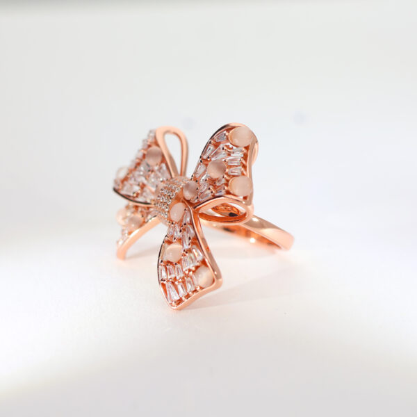 PinkTulle Bow Rosegold Ring - Image 4