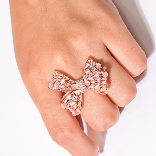 PinkTulle Bow Rosegold Ring