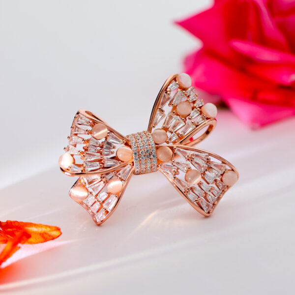 PinkTulle Bow Rosegold Ring - Image 5