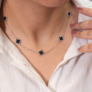 Onyx Clover Pendant
