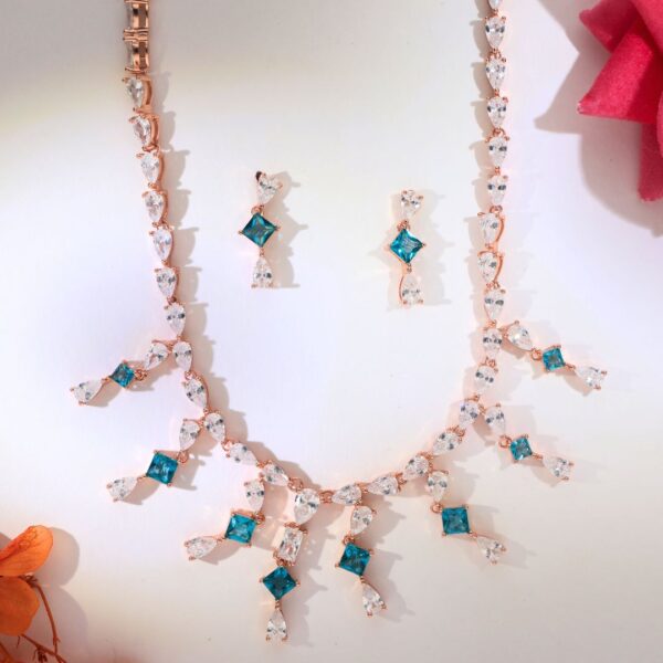 CrystalCascade Rosegold Pandent Set - Image 2