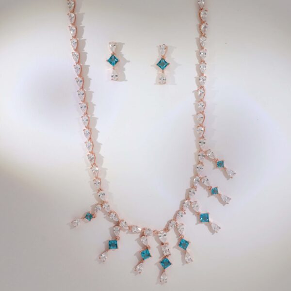CrystalCascade Rosegold Pandent Set - Image 4