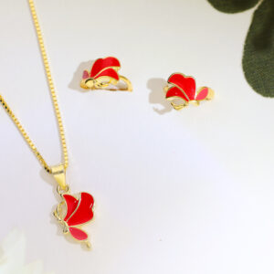 Red Butterfly Baby Pandent Set/ With Chain