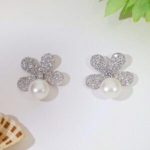 SnowPetal Shine Silver Earrings