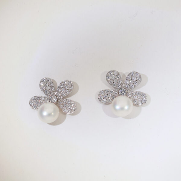 SnowPetal Shine Silver Earrings - Image 2