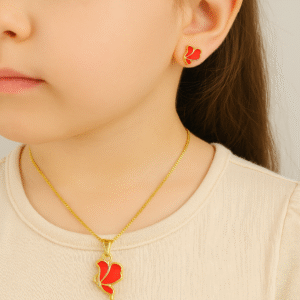 Red Butterfly Baby Pandent Set/ With Chain