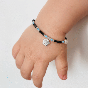 Sky-Blue Flower Charm Baby Bracelet