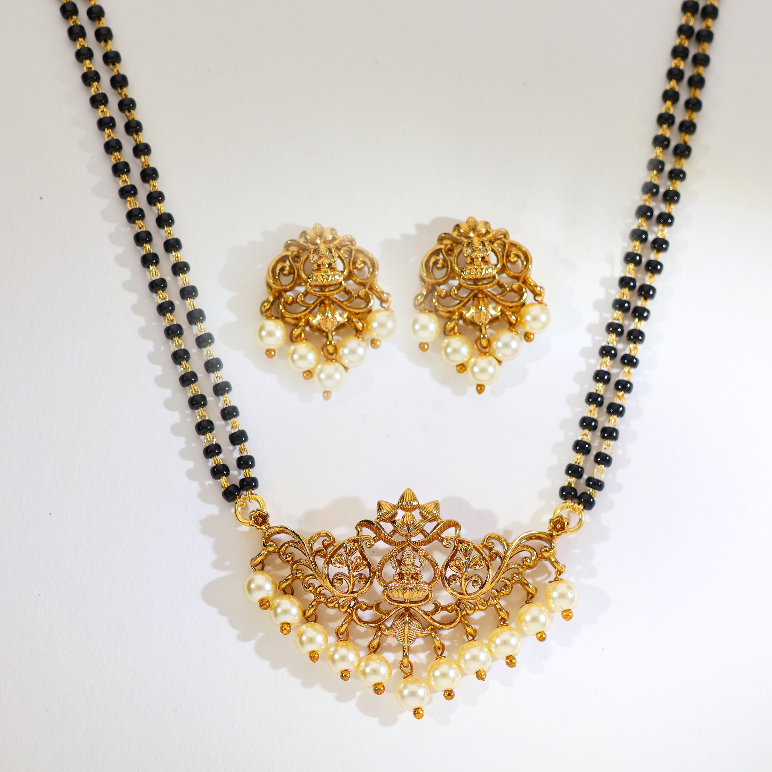 Classic Double-Line Pearl Mangalsutra Set - Image 6