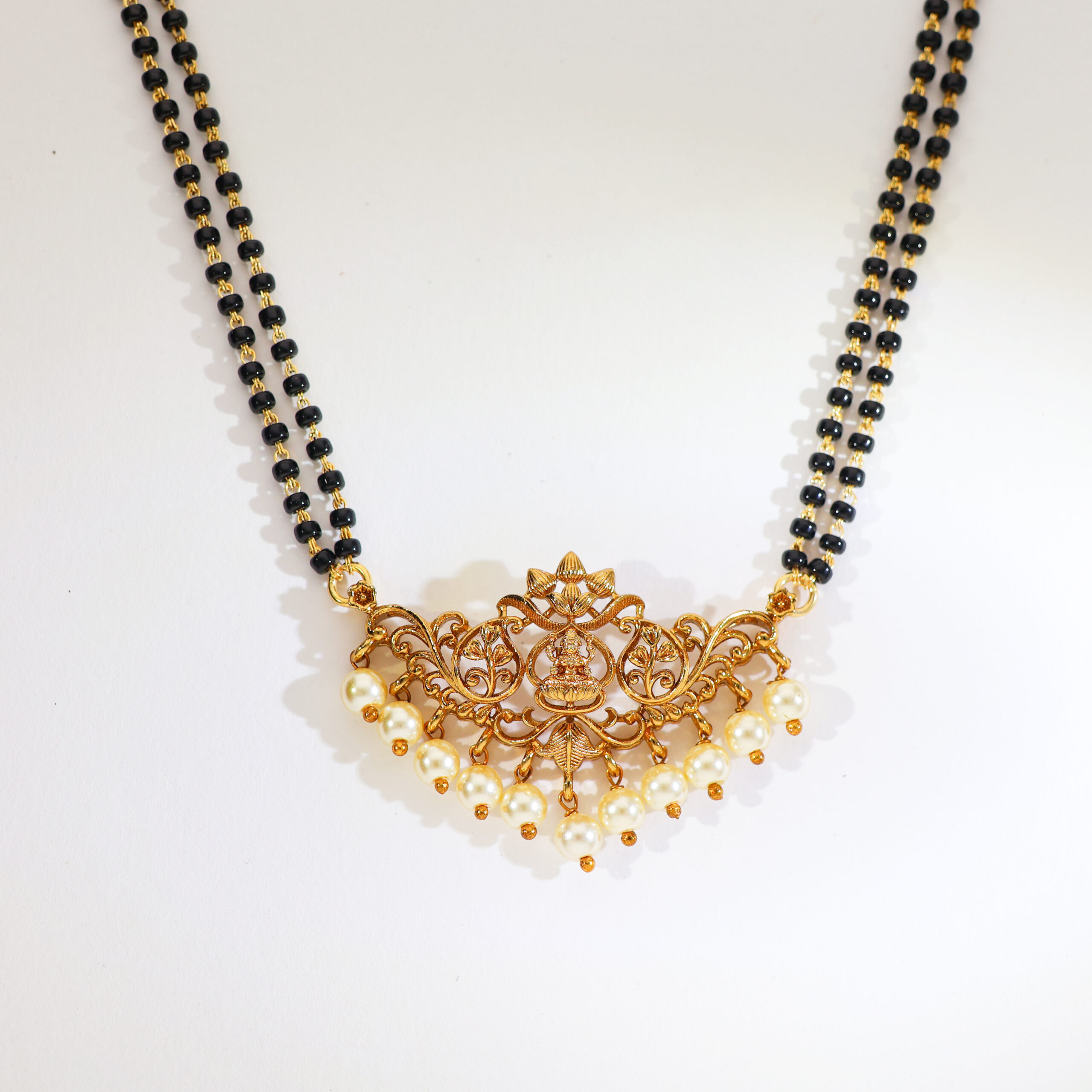 Classic Double-Line Pearl Mangalsutra Set - Image 4