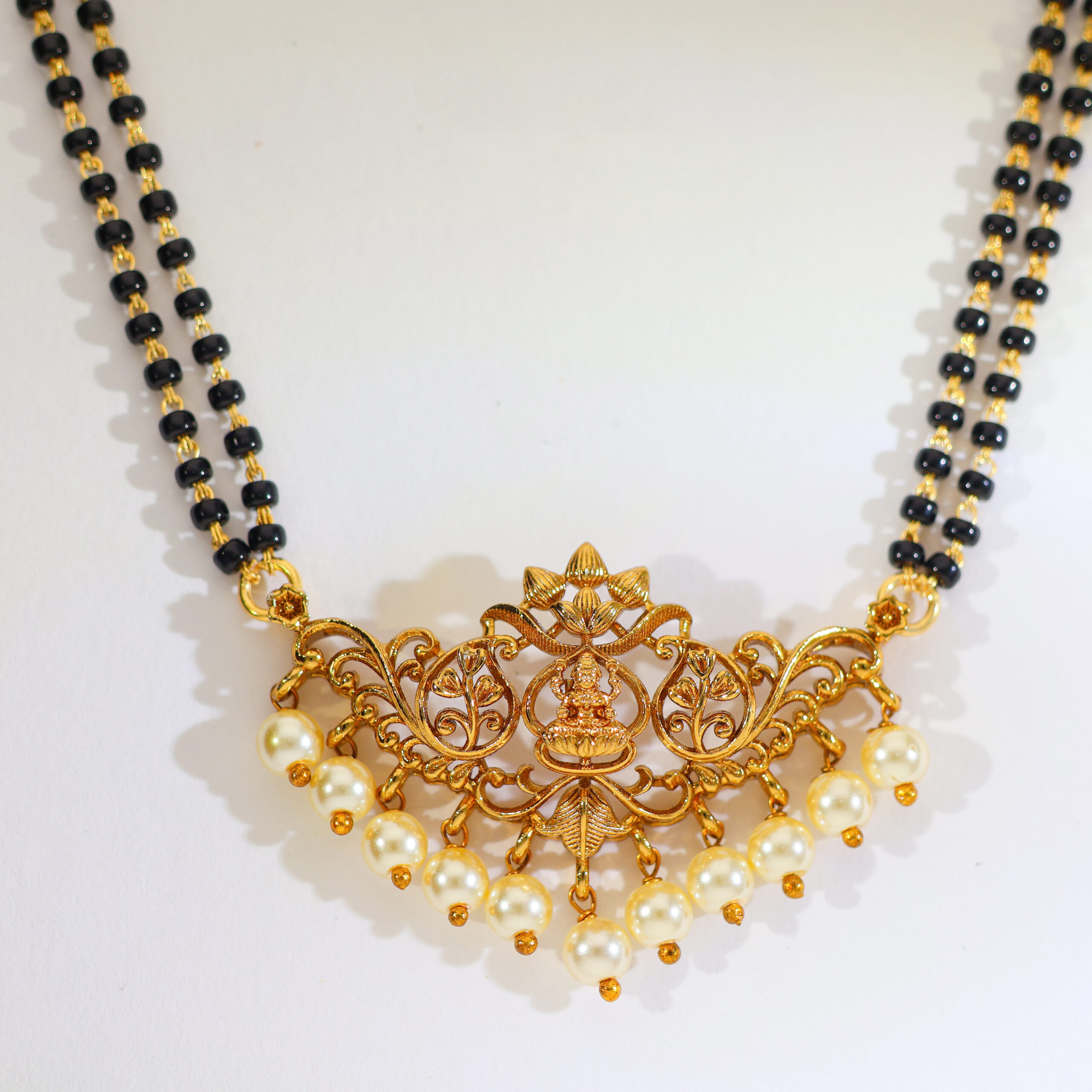 Classic Double-Line Pearl Mangalsutra Set - Image 2