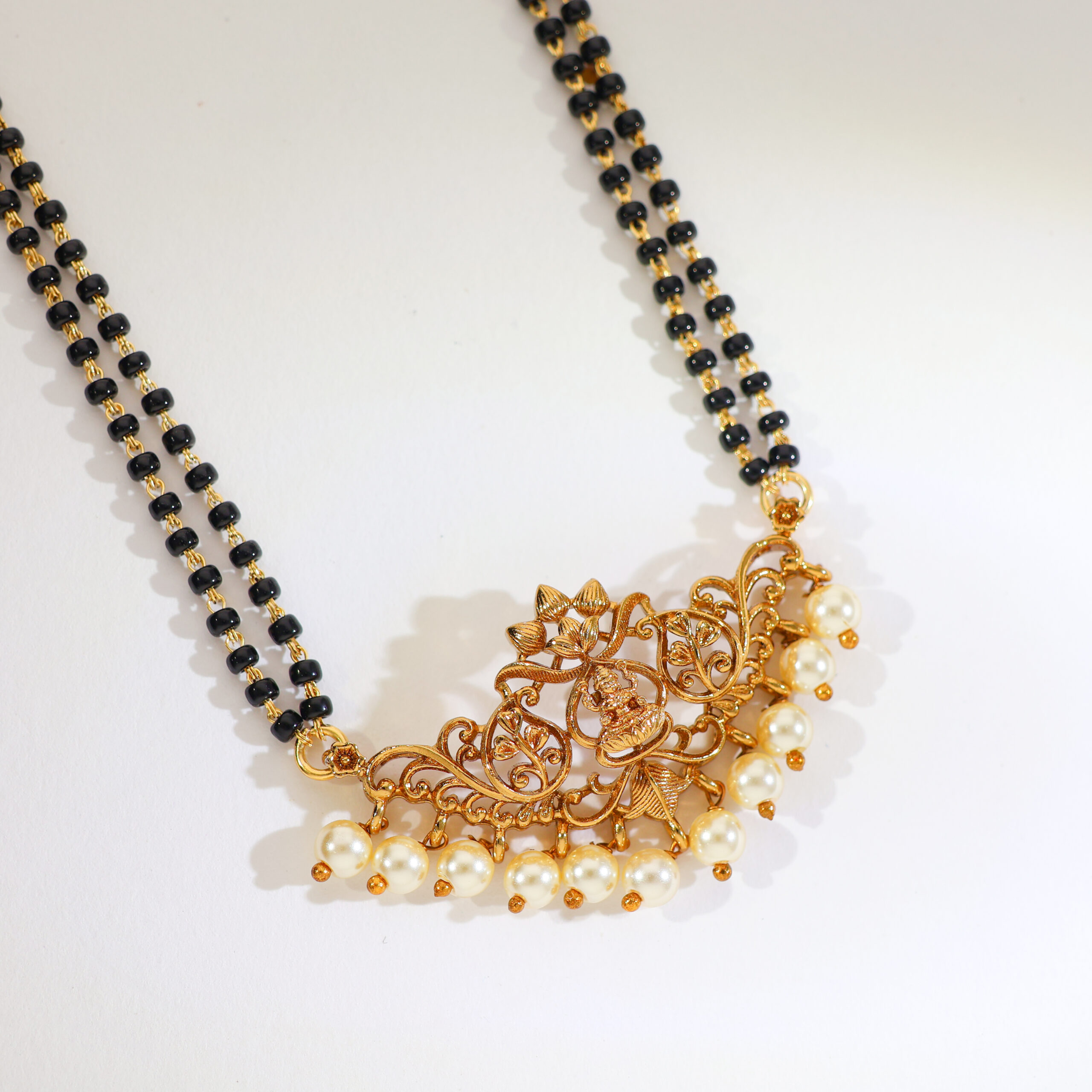 Classic Double-Line Pearl Mangalsutra Set - Image 3