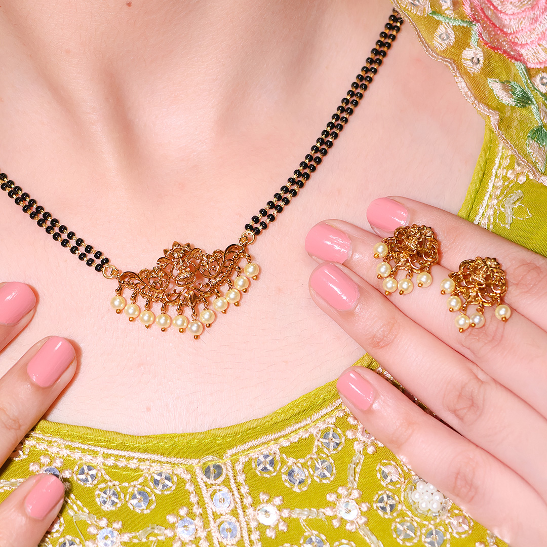 Classic Double-Line Pearl Mangalsutra Set