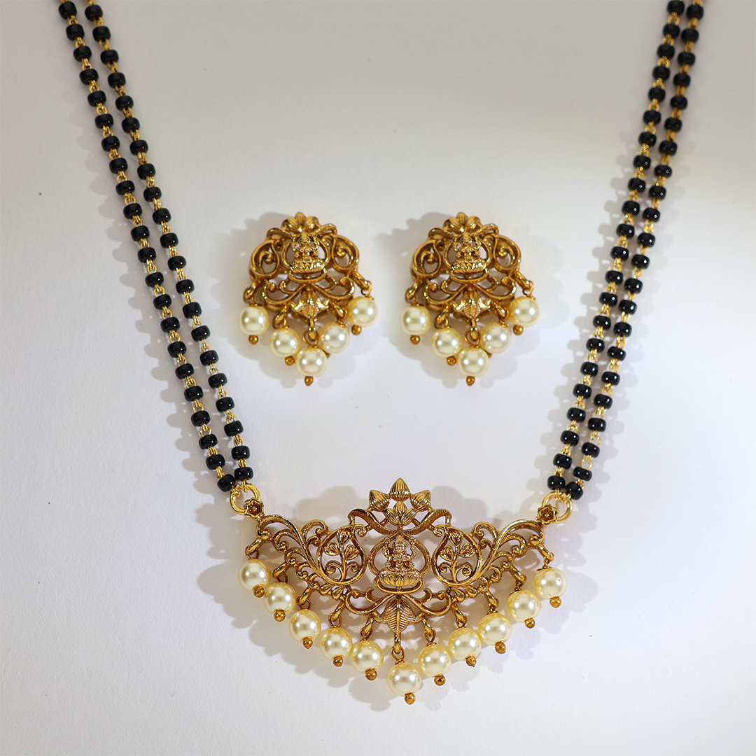 Classic Double-Line Pearl Mangalsutra Set - Image 7