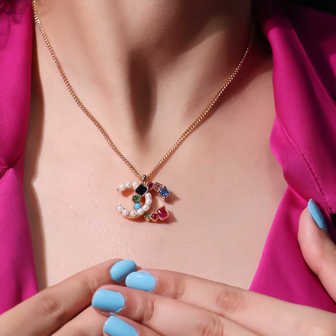 Color Pop Pearl Link Rosegold pendants