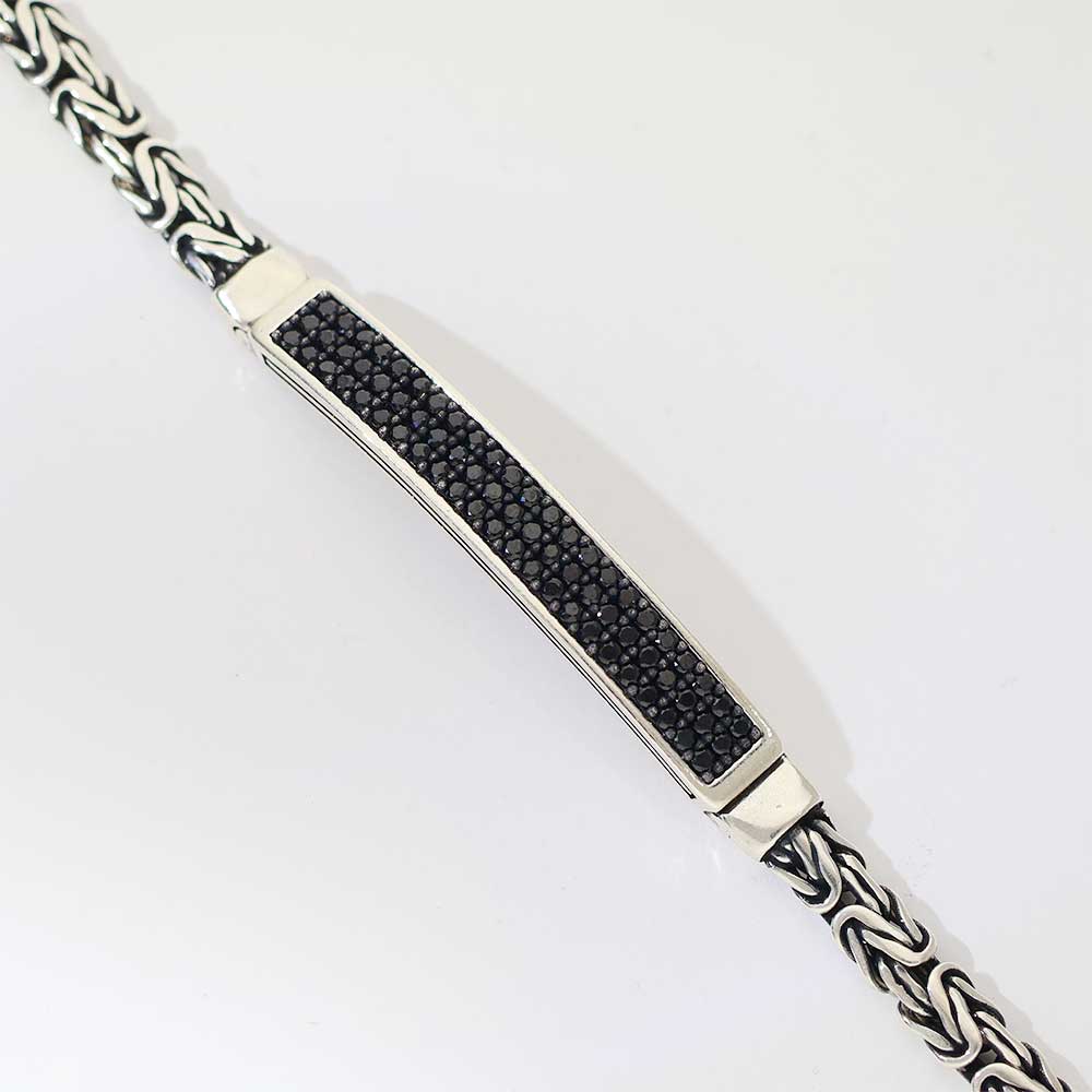 Black Stone Bar Gents Bracelet - Image 2