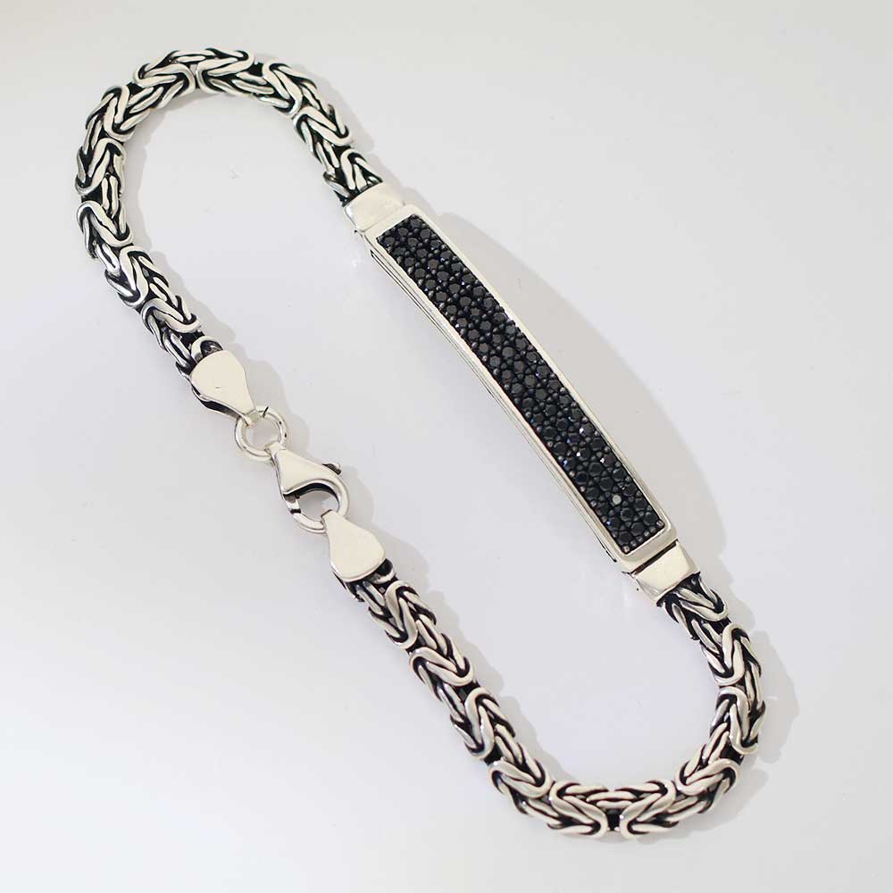 Black Stone Bar Gents Bracelet - Image 3
