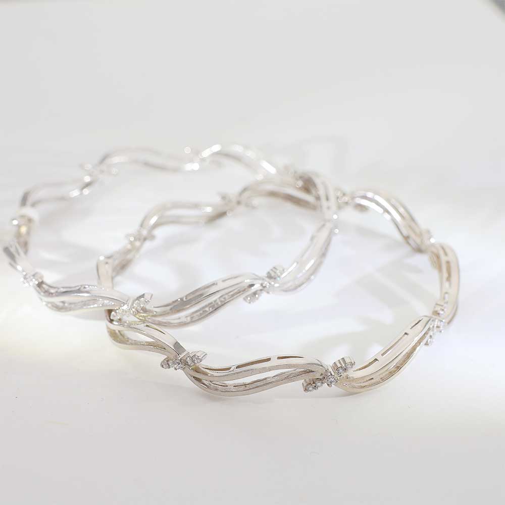 Modern Groove Silver Bangles - Image 2