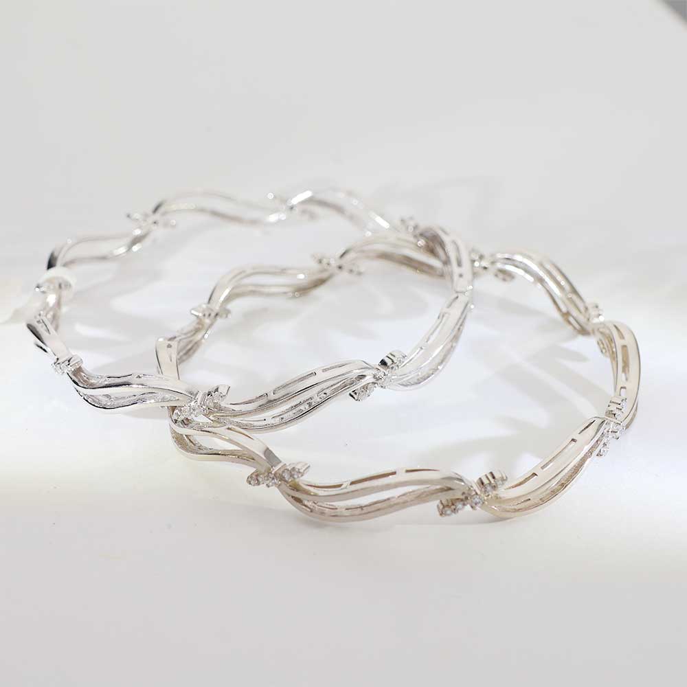 Modern Groove Silver Bangles - Image 3