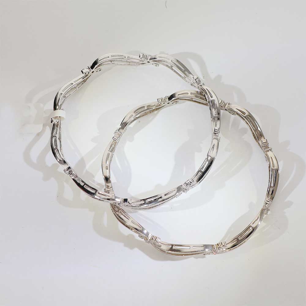 Modern Groove Silver Bangles - Image 4