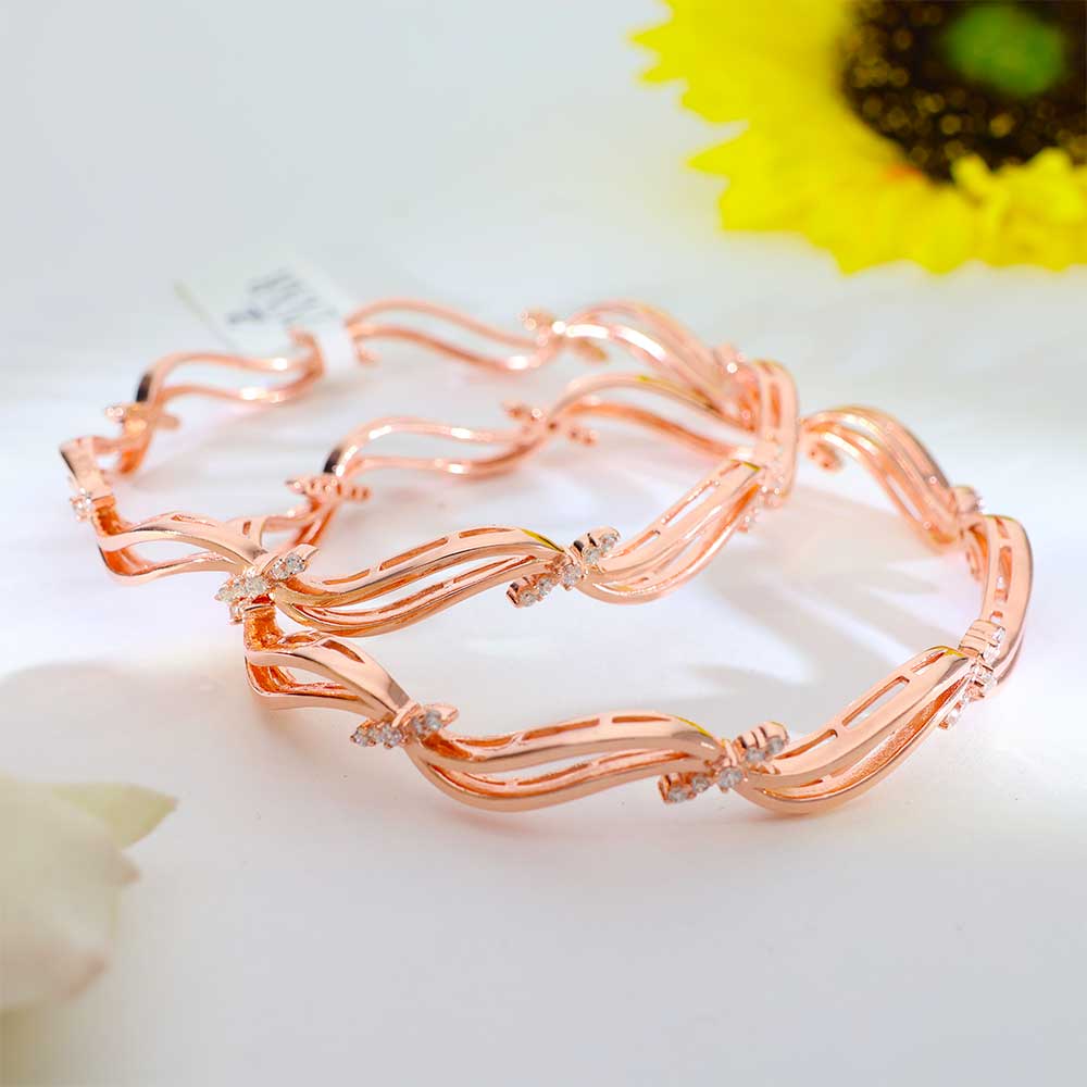 Rose Wave Rosegold Bangles - Image 6
