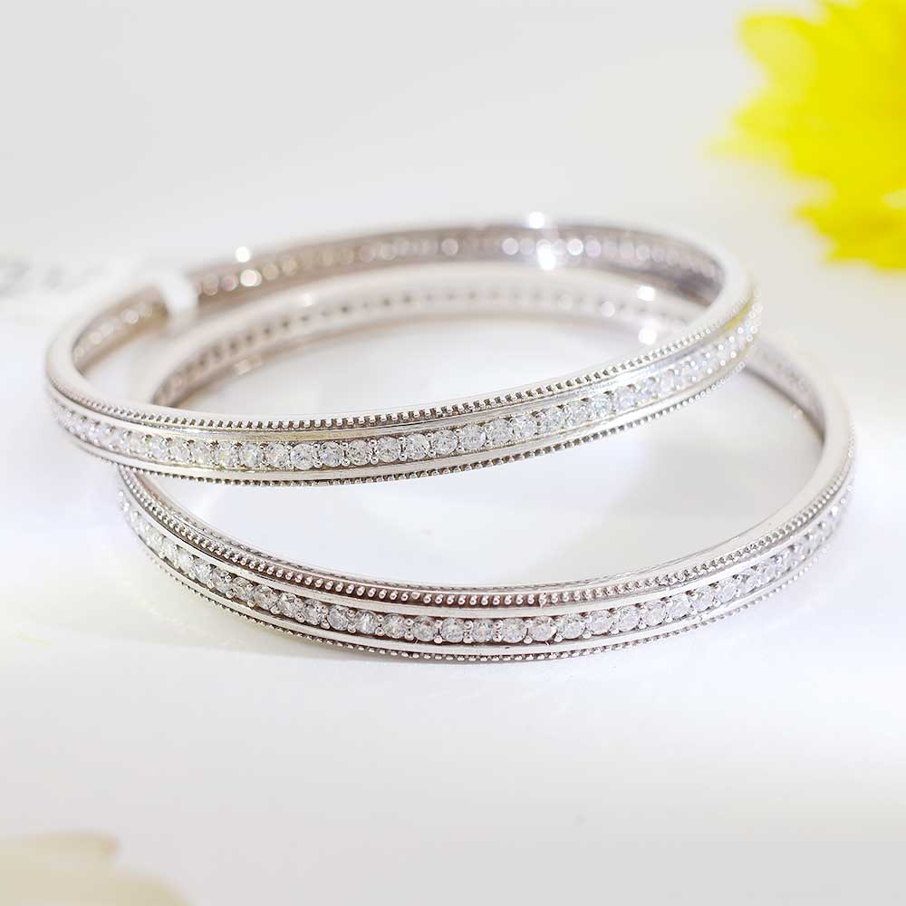 Milgrain Glow Silver Bangles - Image 6
