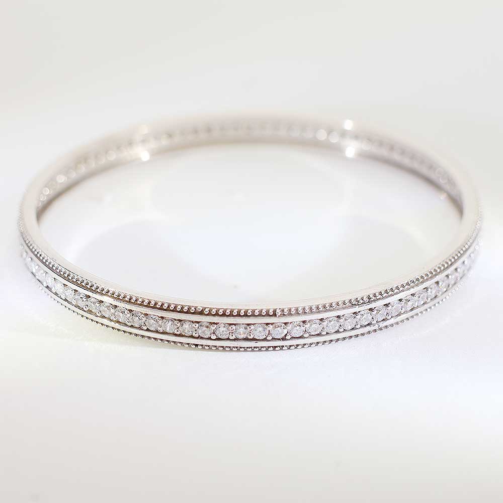 Milgrain Glow Silver Bangles - Image 4