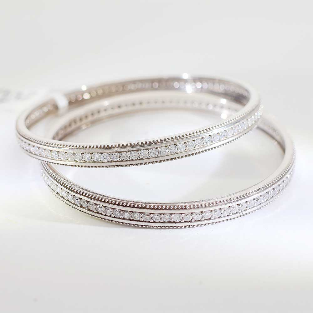 Milgrain Glow Silver Bangles - Image 2