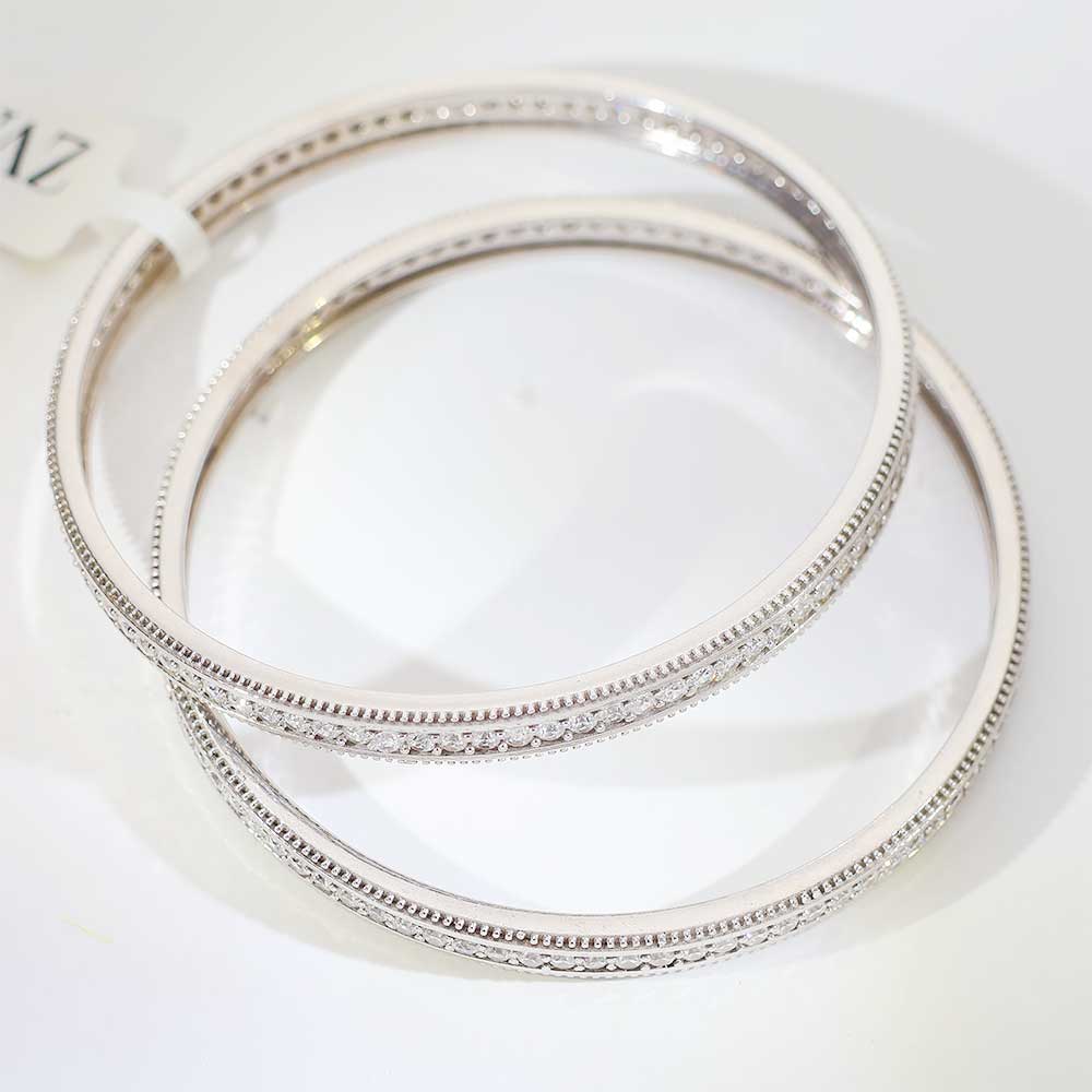 Milgrain Glow Silver Bangles - Image 3