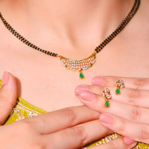 Double-Line Green Teardrop Mangalsutra