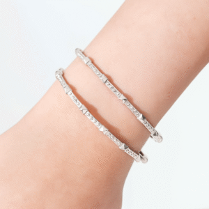 Pyramid Shine Silver Bangles