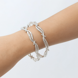 Modern Groove Silver Bangles