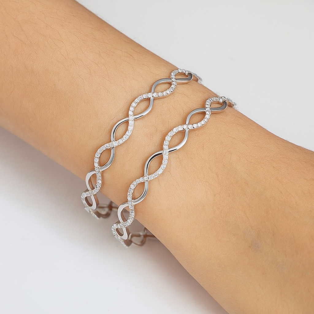 Infinity Glow Silver Bangles