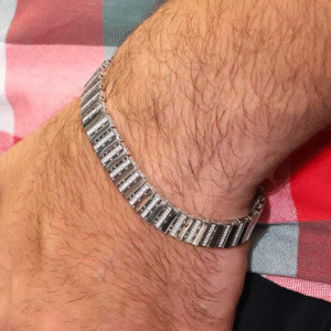 Silver Twin Track gents bracelet
