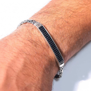 Black Stone Bar Gents Bracelet