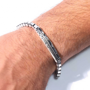 GeoEdge Silver Gents Bracelet