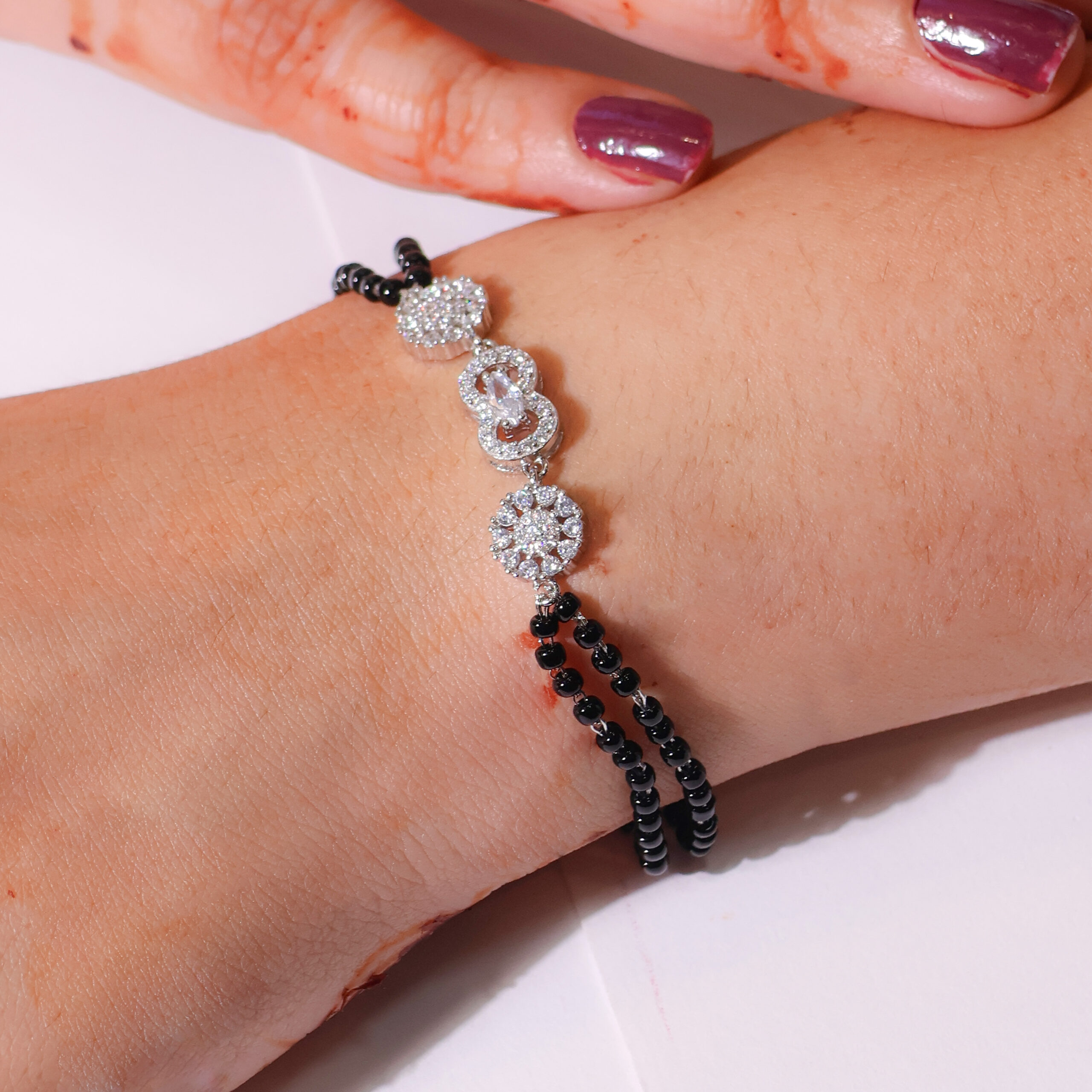 Floral Halo Link Mangalsutra ladies bracelet