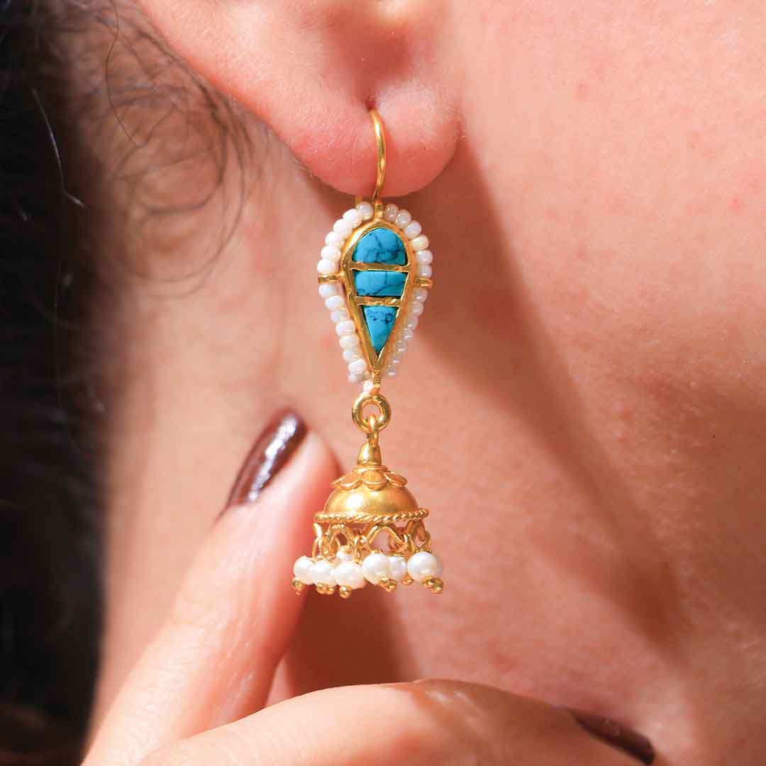 Pearl Halo Kundan Earrings